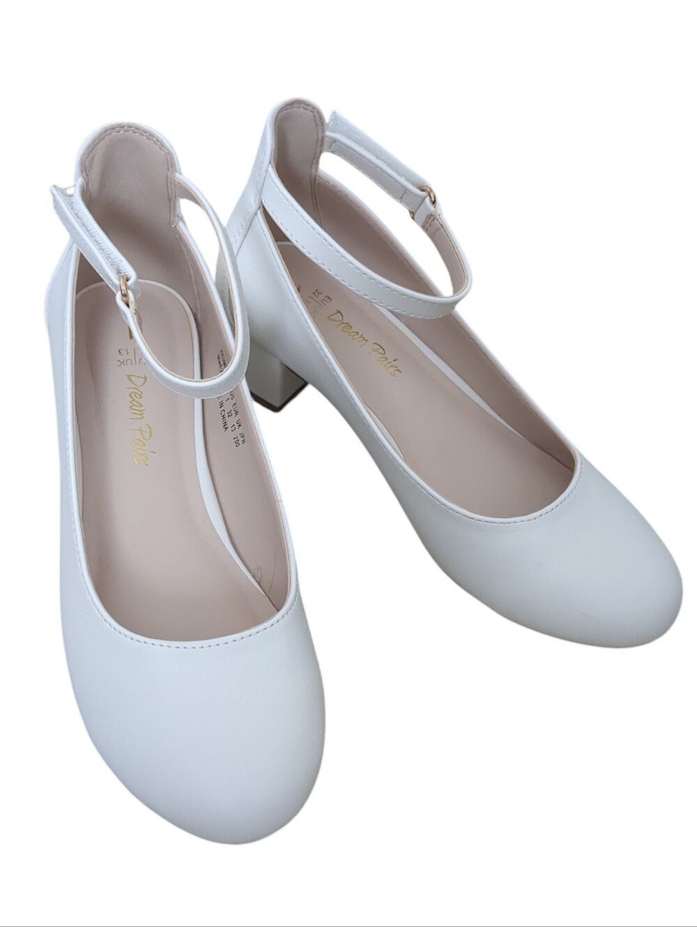 DREAM PAIRS Girls Chunky High Heels Dress Shoes With Ankle Strap (Size 1)